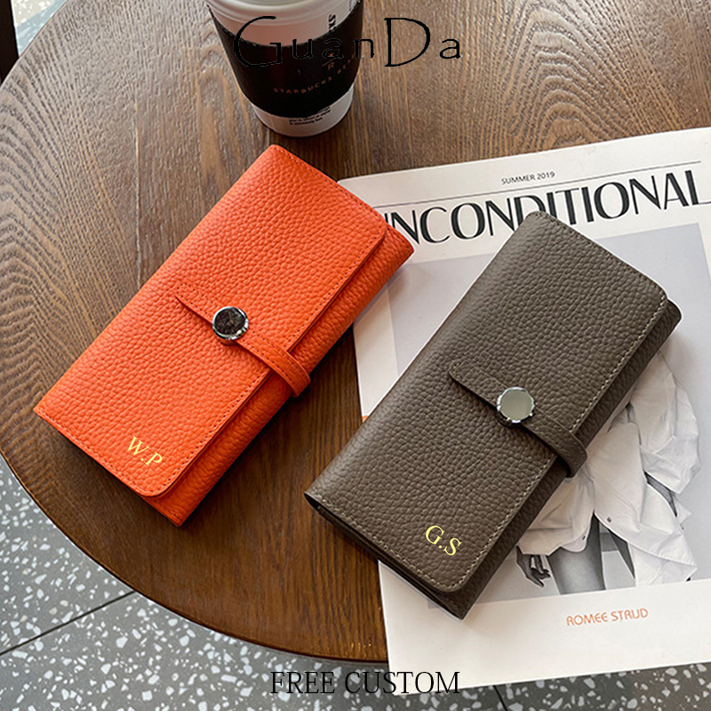 Luxury Bags Photos - Woamn Luxury Cowhide Long Wallet Custom