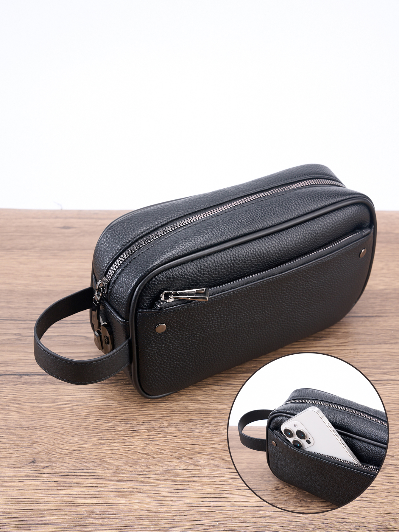 Briefcase Leather Slim - Men's PU Leather Lockable Wristlet Handbag