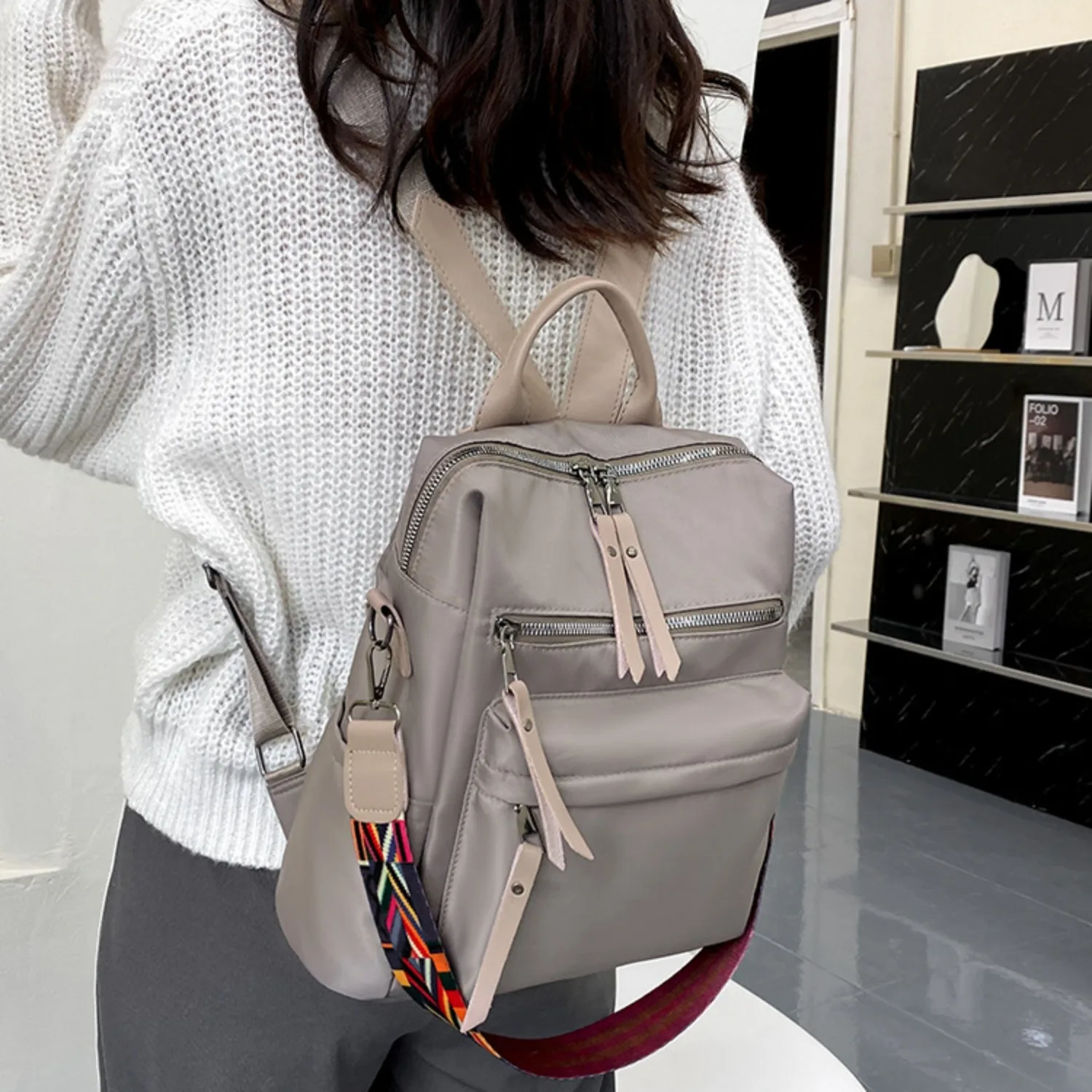 Women Oxford Backpack with Rib - Luxury Bags Women Brands incelemesi ve fiyatı