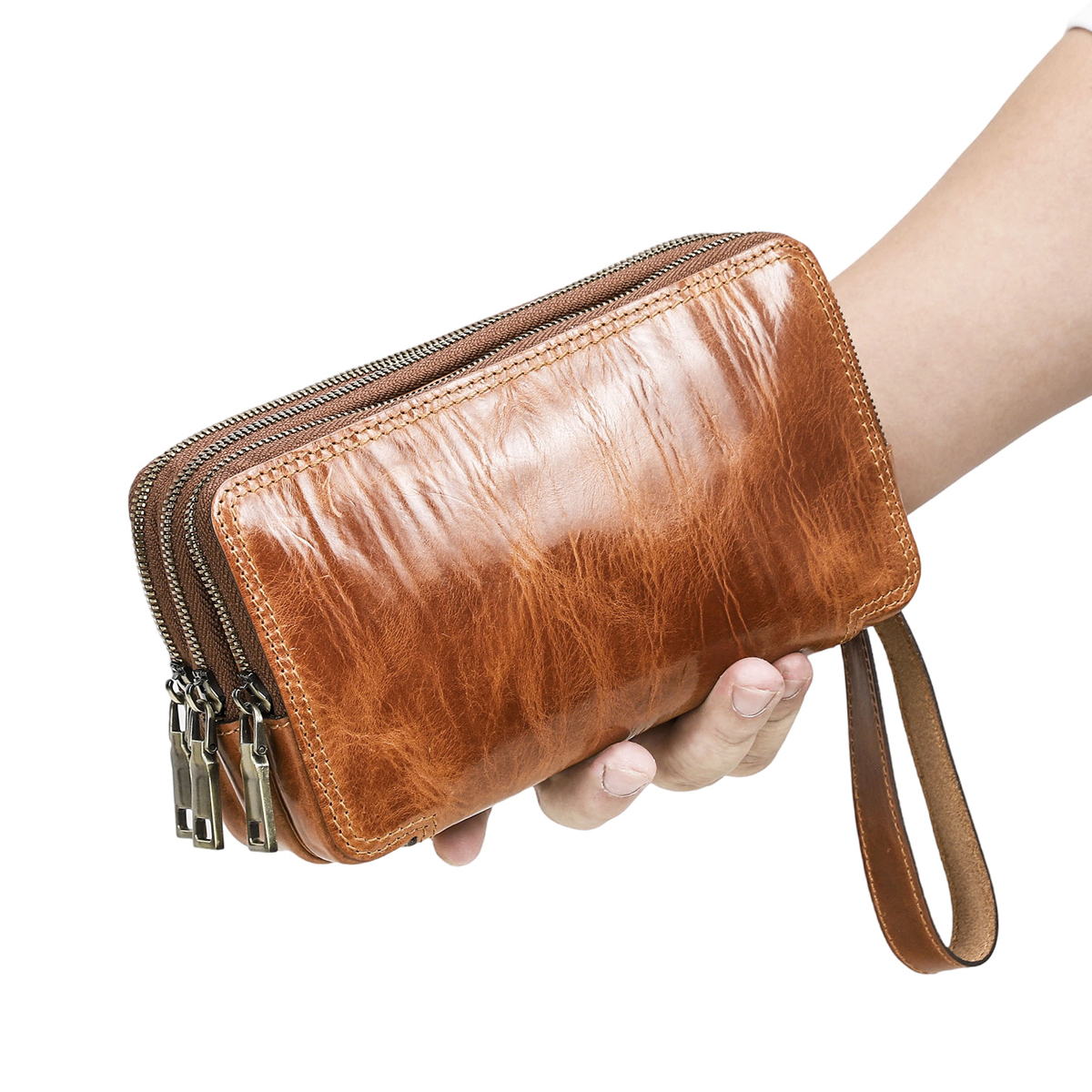 CONTACT'S Genuine Leather Men  - Wristlet Wallet Zipper incelemesi ve fiyatı