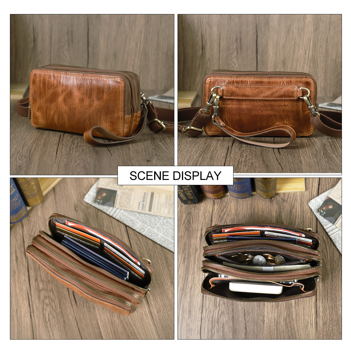 CONTACT'S Genuine Leather Men  - Wristlet Wallet Zipper incelemesi ve fiyatı