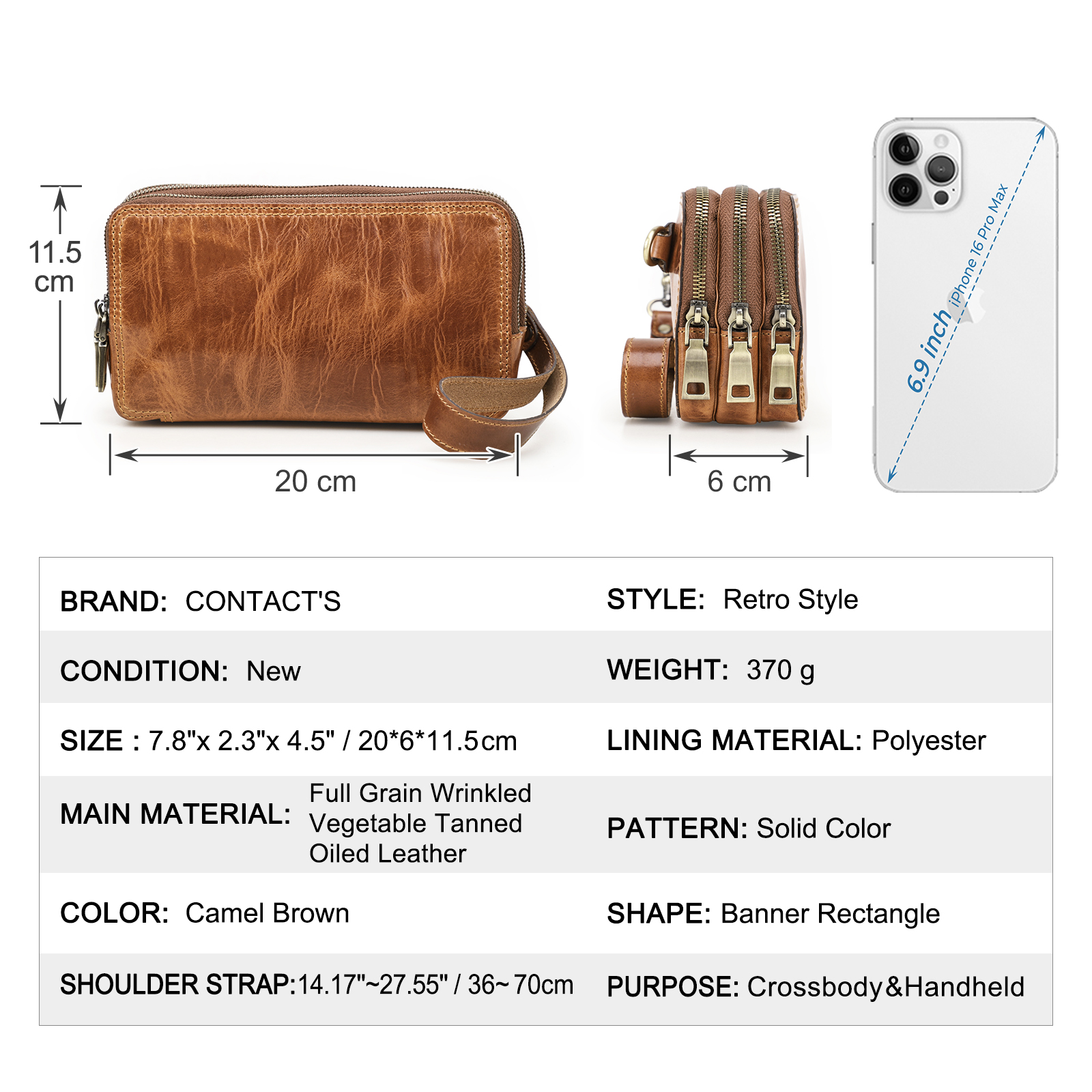 CONTACT'S Genuine Leather Men  - Wristlet Wallet Zipper incelemesi ve fiyatı
