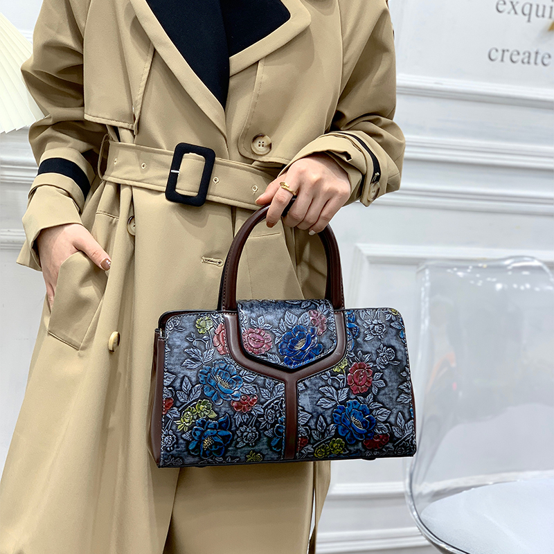 Vintage Floral Embossed Boston - Luxury Bags Vegan incelemesi ve fiyatı