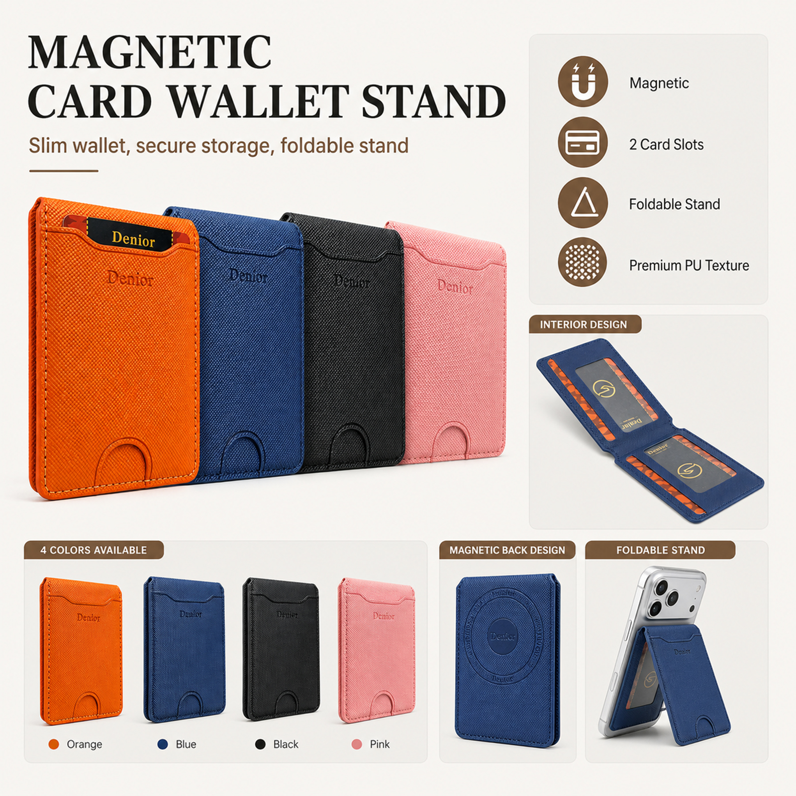 Mobile Phone Wallet Stand Magn - Luxury Bags Storage incelemesi ve fiyatı