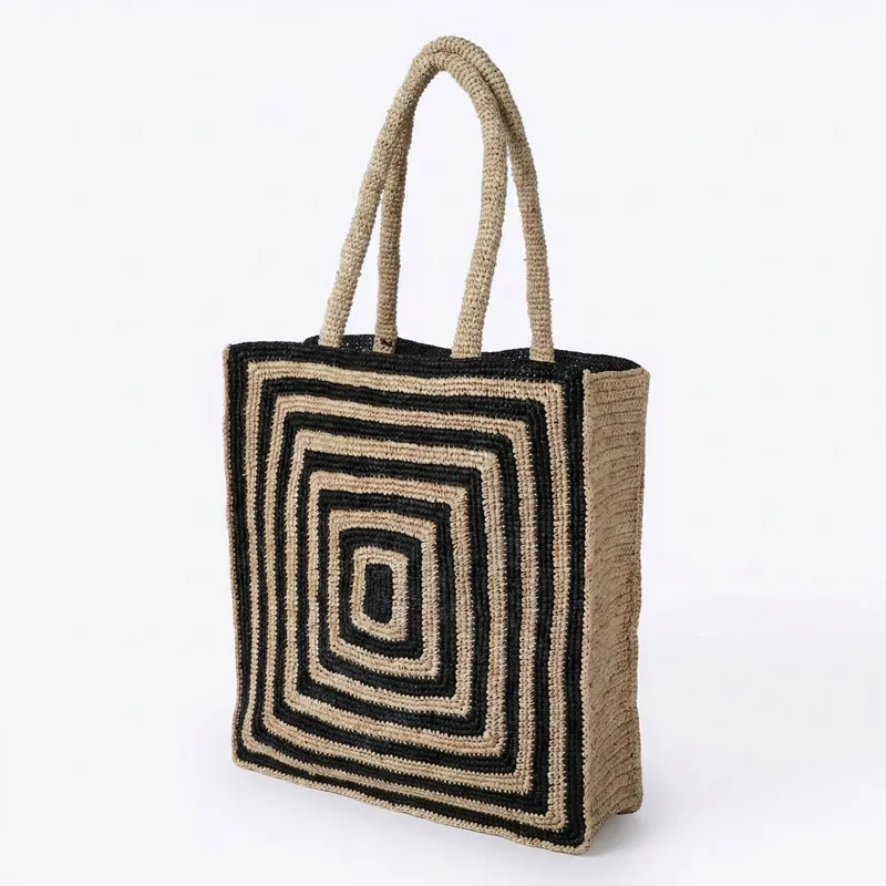 Striped raffia woven straw bag - Luxury Bags In incelemesi ve fiyatı