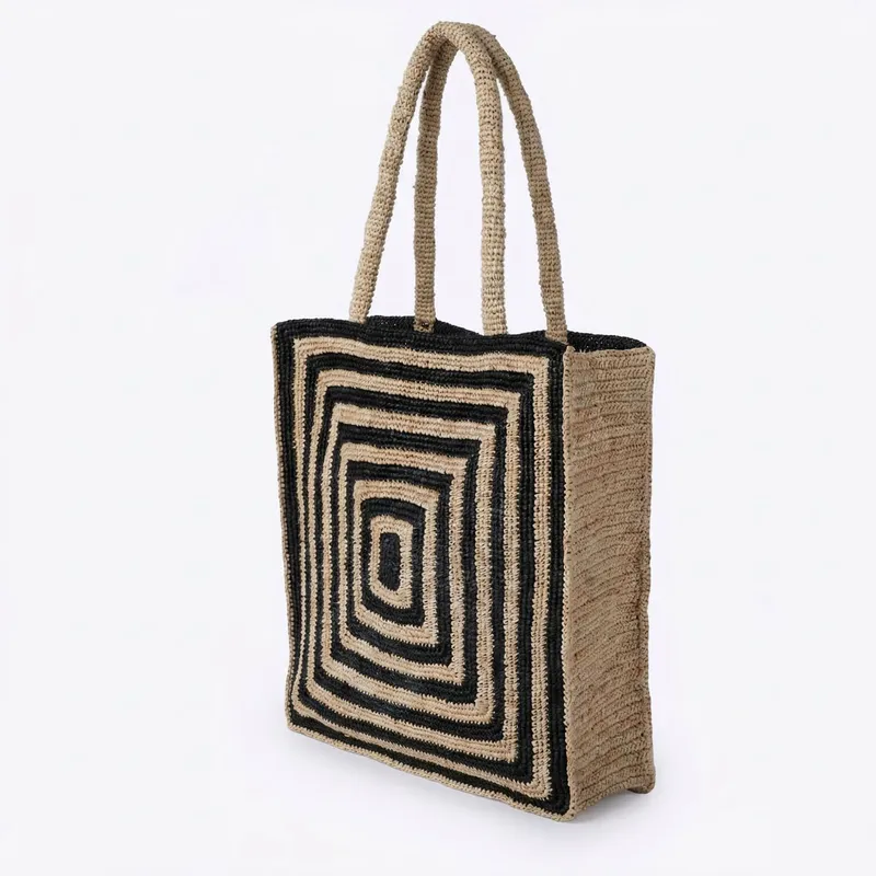 Striped raffia woven straw bag - Luxury Bags In incelemesi ve fiyatı