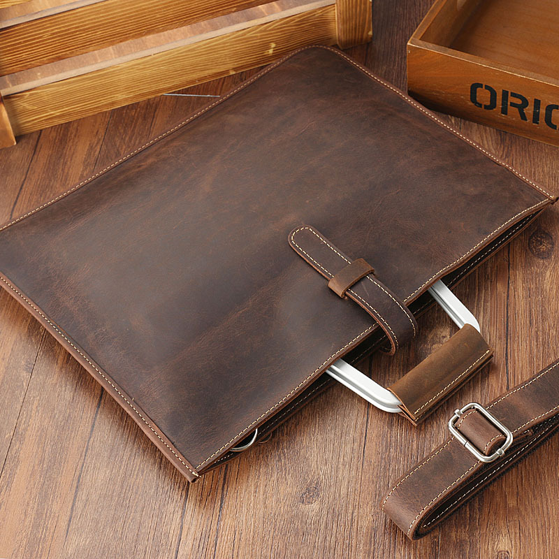 Men's Top Grain Crazy Horse Le - Briefcase Leather Slim incelemesi ve fiyatı